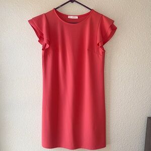 Elegant Pink Ruffle Sleeve Dress